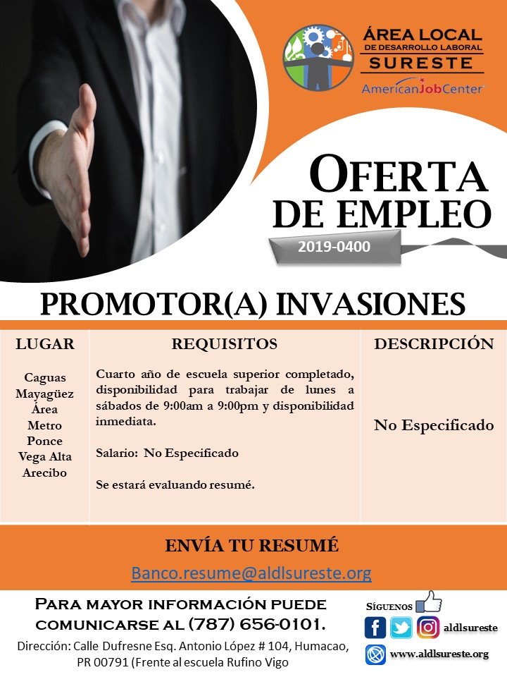 OFERTAS DE EMPLEO DISPONIBLES DEL 21 AL 24 DE ENERO DE 2020 - Area ...